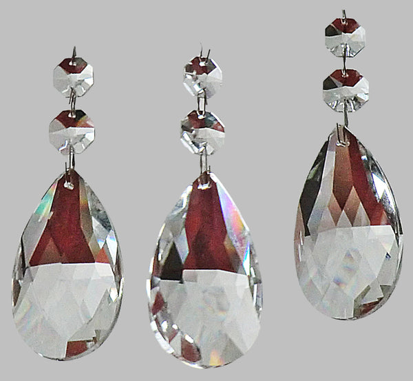 1 XL 75 mm 3" Oval Teardrop Chandelier Crystals Cut Glass Prisms Beads Droplets Colourless
