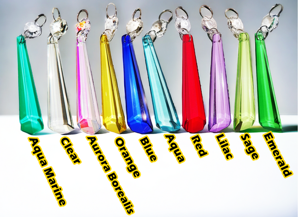 1 Aqua Blue Cut Glass Icicles 72 mm 3" UK Chandelier Crystals Drops Beads Droplets Light Parts 9