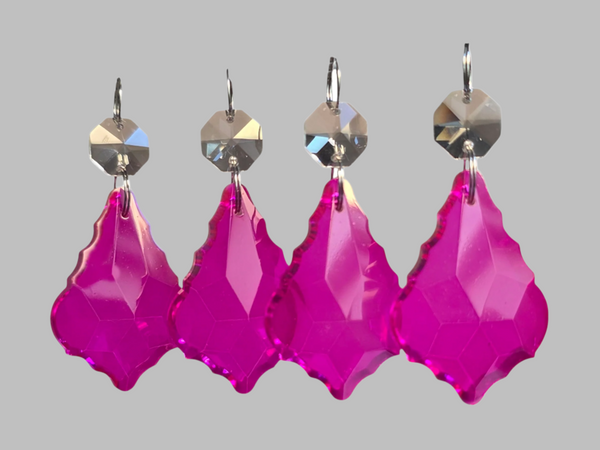 1 Raspberry Cut Glass Leaf 50 mm 2" UK Chandelier Crystals Drops Beads Droplets Light Lamp Parts 3