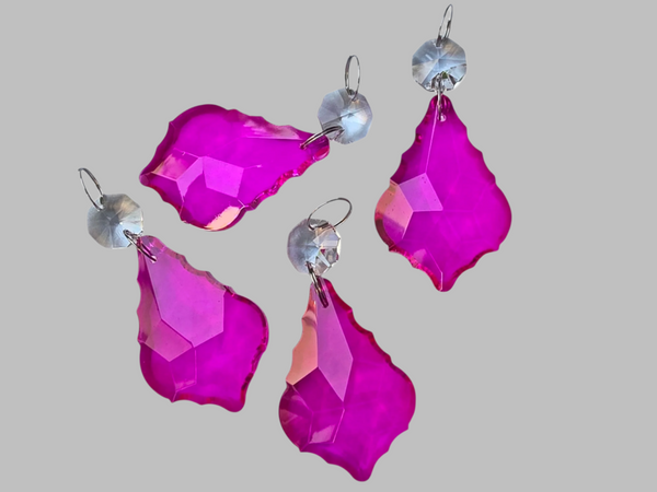 1 Raspberry Cut Glass Leaf 50 mm 2" UK Chandelier Crystals Drops Beads Droplets Light Lamp Parts 4