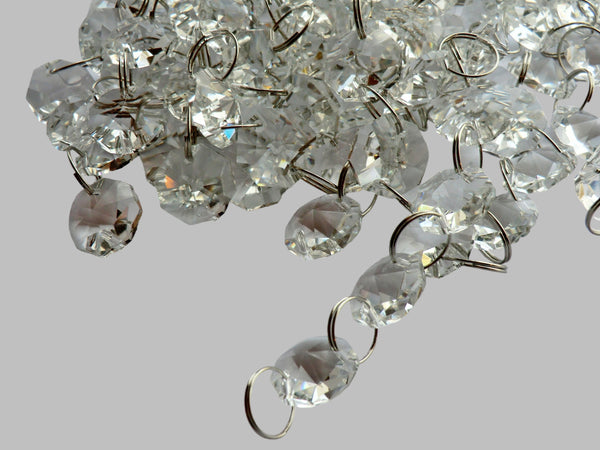 12 Strands Clear 14mm Octagon Chandelier Drops Glass Crystals 2.4m Garland Beads Droplets 8