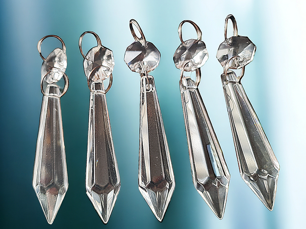 1 Clear Glass Torpedo 50 mm 2" Chandelier Crystals Drops Beads Droplets Light Parts 4