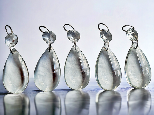 1 Clear Cut Glass Smooth Oval 50 mm 2" No Facets Chandelier UK Crystals Drops Droplets Prisms 3