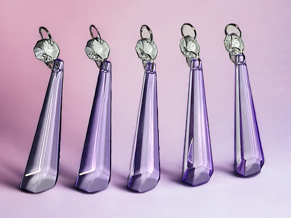1 Lilac Purple Cut Glass Icicles 72 mm 3" Chandelier UK Crystals Drops Beads Droplets Light Lamp Parts 2