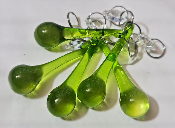 1 Sage Green Cut Glass Orbs 53 mm 2" Chandelier Crystals Droplets Beads Drops Lamp Light Parts 2