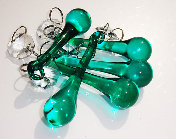 1 Peacock Green Cut Glass Orbs 53 mm 2" Chandelier UK Crystals Droplets Beads Drops Lamp Parts 3