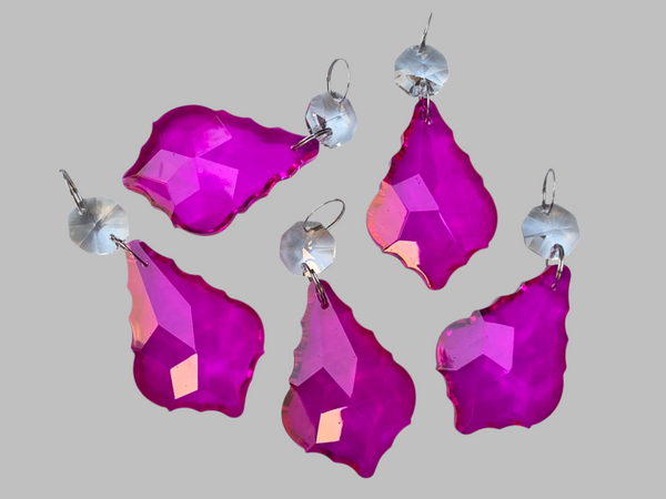 1 Raspberry Cut Glass Leaf 50 mm 2" UK Chandelier Crystals Drops Beads Droplets Light Lamp Parts 8
