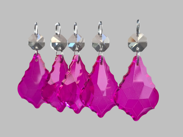 1 Raspberry Cut Glass Leaf 50 mm 2" UK Chandelier Crystals Drops Beads Droplets Light Lamp Parts 7