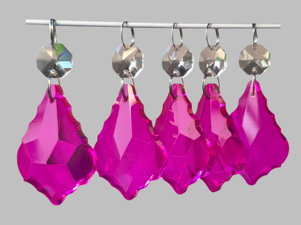 1 Raspberry Cut Glass Leaf 50 mm 2" UK Chandelier Crystals Drops Beads Droplets Light Lamp Parts 9
