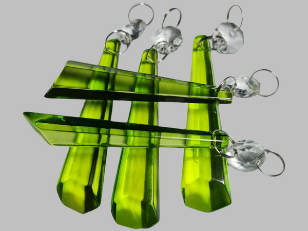 1 Sage Green Cut Glass Icicles 72 mm 3" UK Chandelier Crystals Drops Beads Droplets Light Parts 8