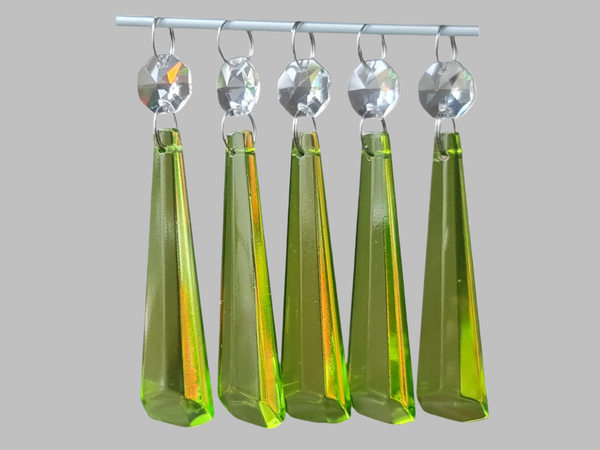 1 Sage Green Cut Glass Icicles 72 mm 3" UK Chandelier Crystals Drops Beads Droplets Light Parts 6