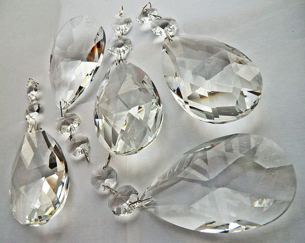 1 XL 75 mm 3" Oval Teardrop Chandelier Crystals Cut Glass Prisms Beads Droplets Colourless