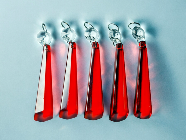 1 Red Cut Glass Icicles 72 mm 3" Chandelier UK Crystals Drops Beads Droplets Light Parts 2