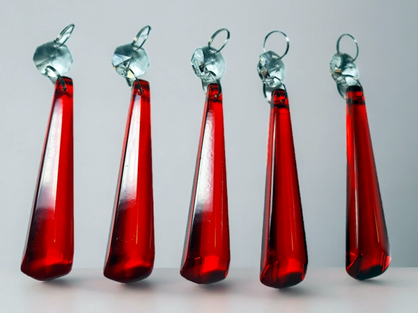 1 Red Cut Glass Icicles 72 mm 3" Chandelier UK Crystals Drops Beads Droplets Light Parts 4