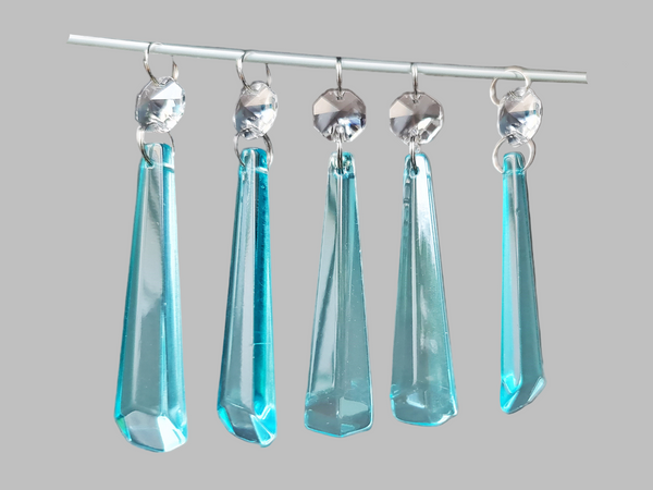 1 Aqua Blue Cut Glass Icicles 72 mm 3" UK Chandelier Crystals Drops Beads Droplets Light Parts 4