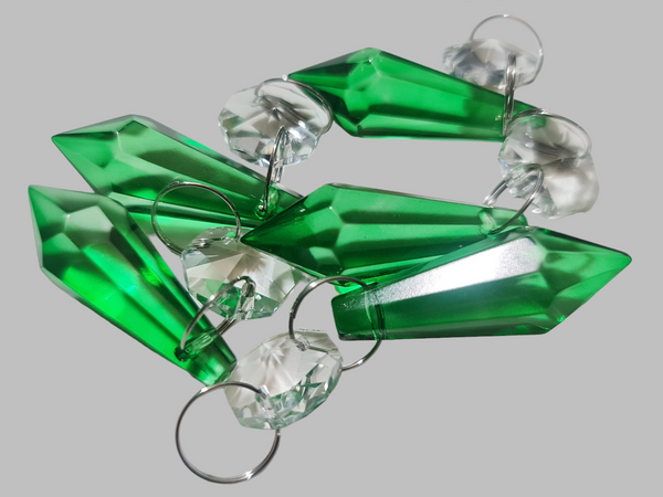 1 Emerald Green Cut Glass Torpedo 37 mm 1.5" Chandelier UK Crystals Drops Beads Droplets Light Parts 3