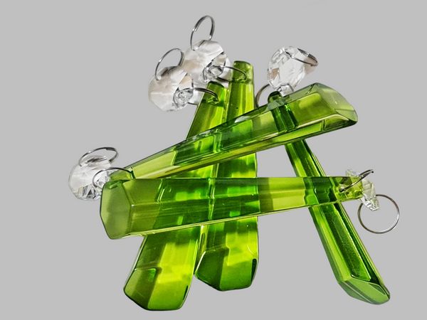 1 Sage Green Cut Glass Icicles 72 mm 3" UK Chandelier Crystals Drops Beads Droplets Light Parts 3