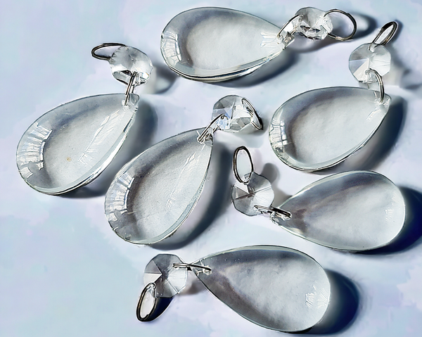 1 Clear Cut Glass Smooth Oval 50 mm 2" No Facets Chandelier UK Crystals Drops Droplets Prisms 11