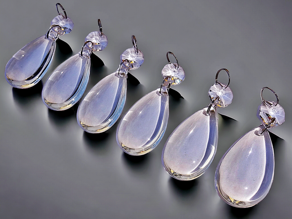 1 Clear Cut Glass Smooth Oval 50 mm 2" No Facets Chandelier UK Crystals Drops Droplets Prisms 7