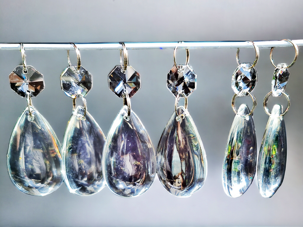 1 Clear Cut Glass Smooth Oval 50 mm 2" No Facets Chandelier UK Crystals Drops Droplets Prisms 8