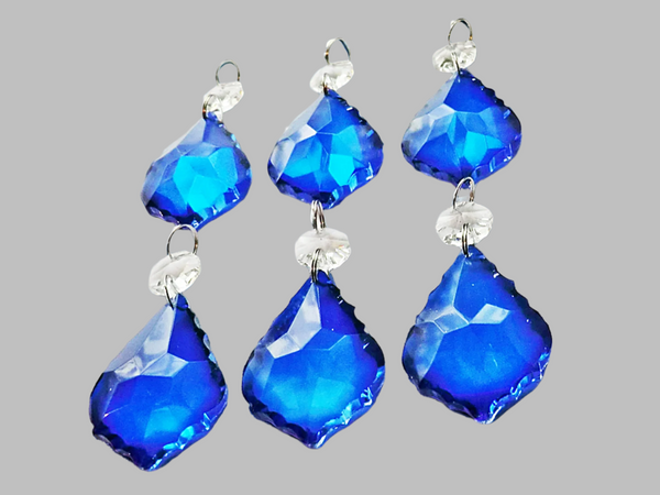 1 Blue Cut Glass Leaf 50 mm 2" Chandelier UK Crystals Drops Beads Droplets Light Lamp Parts 9