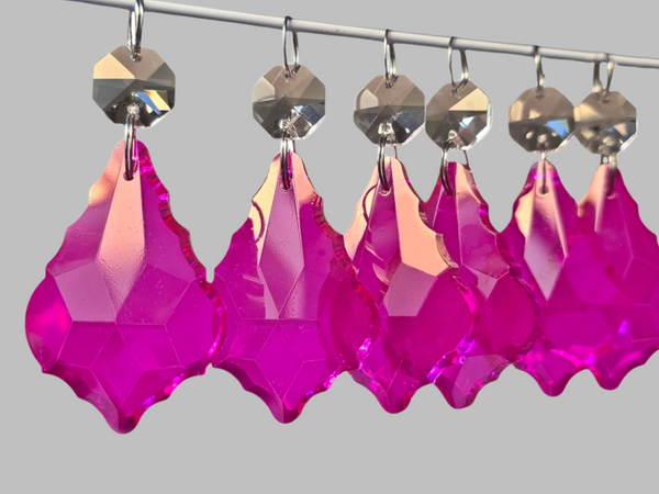 1 Raspberry Cut Glass Leaf 50 mm 2" UK Chandelier Crystals Drops Beads Droplets Light Lamp Parts 5