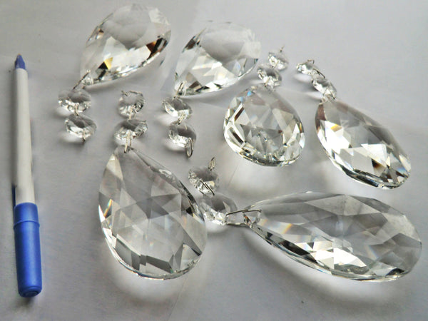 1 XL 75 mm 3" Oval Teardrop Chandelier Crystals Cut Glass Prisms Beads Droplets Colourless