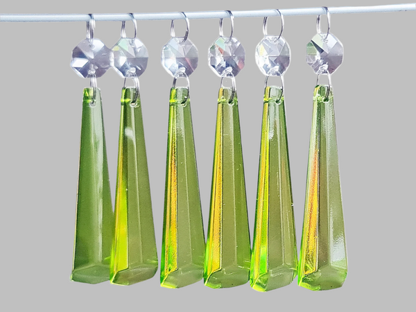 1 Sage Green Cut Glass Icicles 72 mm 3" UK Chandelier Crystals Drops Beads Droplets Light Parts 9