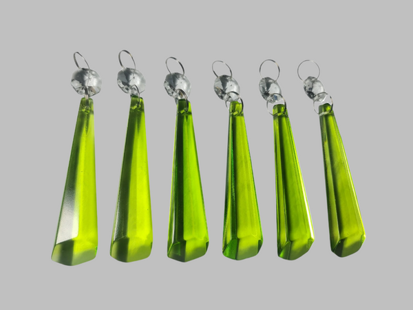 1 Sage Green Cut Glass Icicles 72 mm 3" UK Chandelier Crystals Drops Beads Droplets Light Parts 7