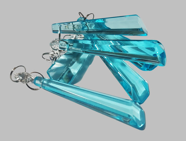 1 Aqua Blue Cut Glass Icicles 72 mm 3" UK Chandelier Crystals Drops Beads Droplets Light Parts 2