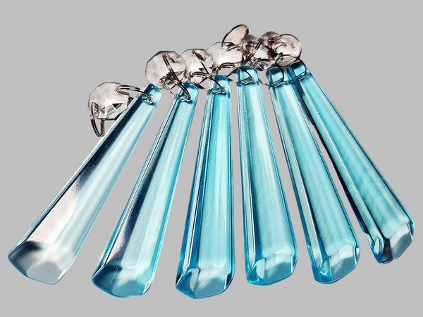 1 Aqua Blue Cut Glass Icicles 72 mm 3" UK Chandelier Crystals Drops Beads Droplets Light Parts 5