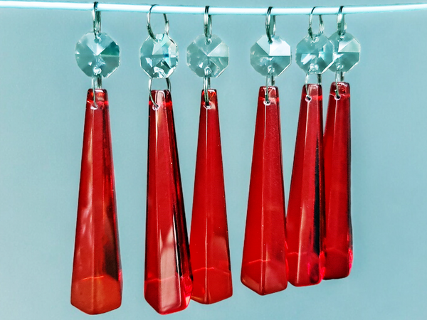 1 Red Cut Glass Icicles 72 mm 3" Chandelier UK Crystals Drops Beads Droplets Light Parts 7