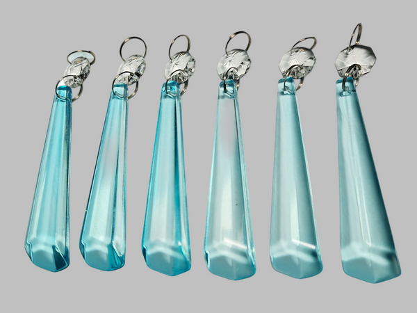 1 Aqua Blue Cut Glass Icicles 72 mm 3" UK Chandelier Crystals Drops Beads Droplets Light Parts 6