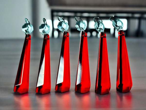 1 Red Cut Glass Icicles 72 mm 3" Chandelier UK Crystals Drops Beads Droplets Light Parts 10
