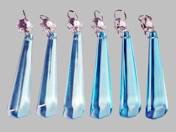 1 Aqua Blue Cut Glass Icicles 72 mm 3" UK Chandelier Crystals Drops Beads Droplets Light Parts 8