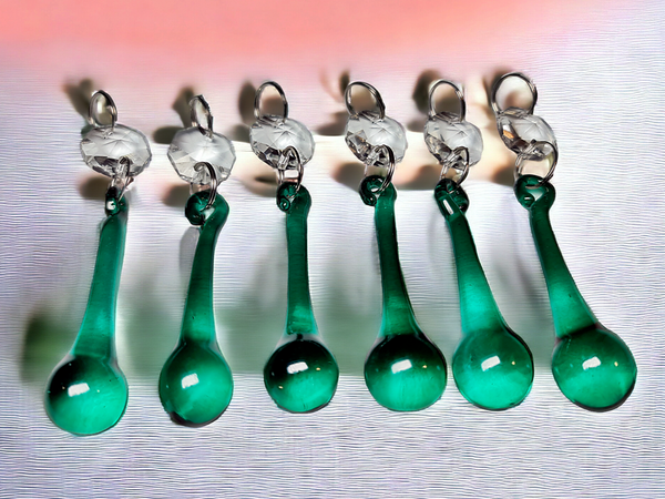 1 Peacock Green Cut Glass Orbs 53 mm 2" Chandelier UK Crystals Droplets Beads Drops Lamp Parts 6