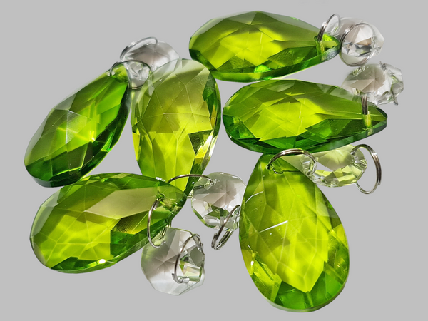 1 Sage Green Cut Glass Oval 37 mm UK Chandelier Crystals Droplets Beads Drops Lamp Light Parts 10