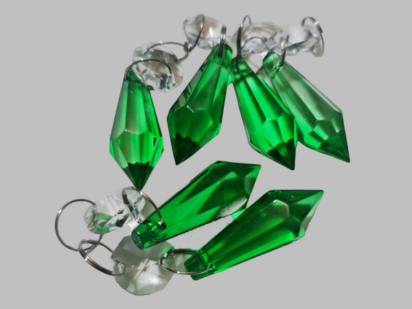 1 Emerald Green Cut Glass Torpedo 37 mm 1.5" Chandelier UK Crystals Drops Beads Droplets Light Parts 5