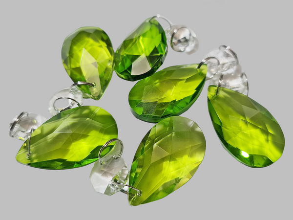 1 Sage Green Cut Glass Oval 37 mm UK Chandelier Crystals Droplets Beads Drops Lamp Light Parts 12