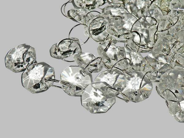 12 Strands Clear 14 mm Octagon Chandelier Drops Glass Crystals 2.4m Garland Beads Droplets colourless
