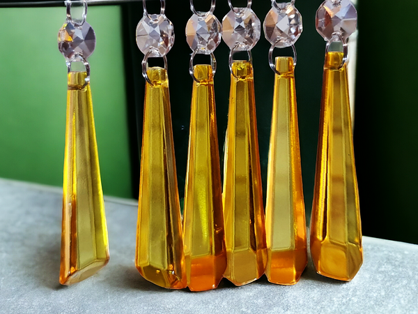 1 Orange Cut Glass Icicles 72 mm 3" UK Chandelier Crystals Drops Beads Droplets Light Parts 3