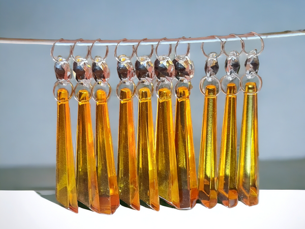 1 Orange Cut Glass Icicles 72 mm 3" UK Chandelier Crystals Drops Beads Droplets Light Parts 9