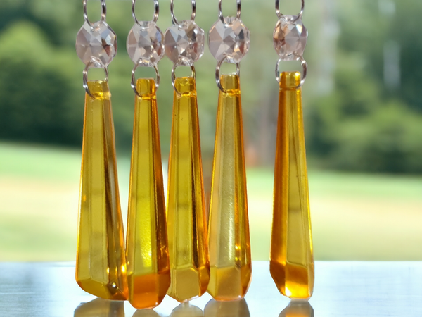 1 Orange Cut Glass Icicles 72 mm 3" UK Chandelier Crystals Drops Beads Droplets Light Parts 7