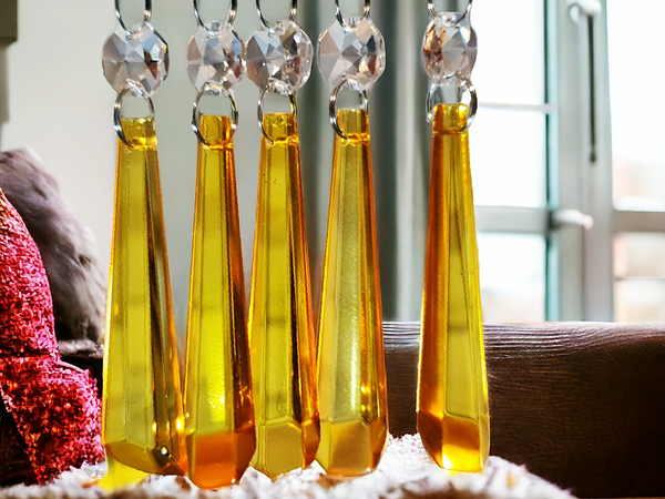 1 Orange Cut Glass Icicles 72 mm 3" UK Chandelier Crystals Drops Beads Droplets Light Parts 10