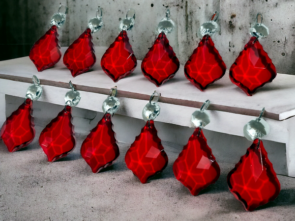 12 Red Leaf 50 mm 2" Chandelier Crystals Drops Beads Droplets Christmas Wedding Decorations 8