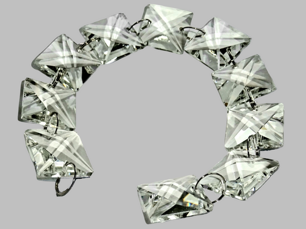 1 Strand 22 mm Clear Chandelier Square Drops Cut Glass Crystals Garlands Beads Droplets 6