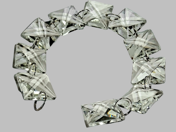 1 Strand 22 mm Clear Chandelier Square Drops Cut Glass Crystals Garlands Beads Droplets 3