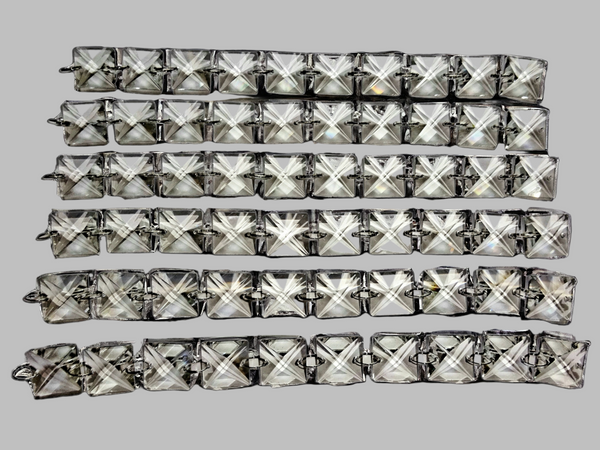 1 Strand 22 mm Clear Chandelier Square Drops Cut Glass Crystals Garlands Beads Droplets 5