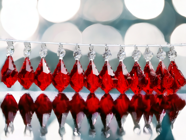 12 Red Leaf 50 mm 2" Chandelier Crystals Drops Beads Droplets Christmas Wedding Decorations 13