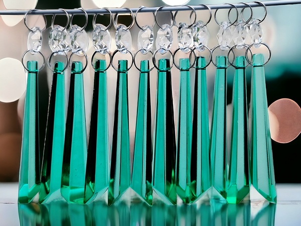 12 Aqua Marine Green Icicles 72 mm 3" UK Chandelier Crystals Drops Beads Droplets Christmas Decorations Turquoise 10